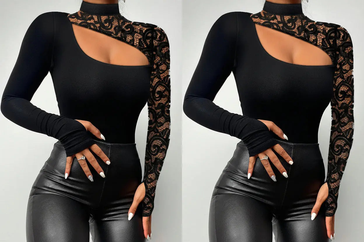 New European And American Women's Fashion Strapless Hot Diamond Long-sleeved Top