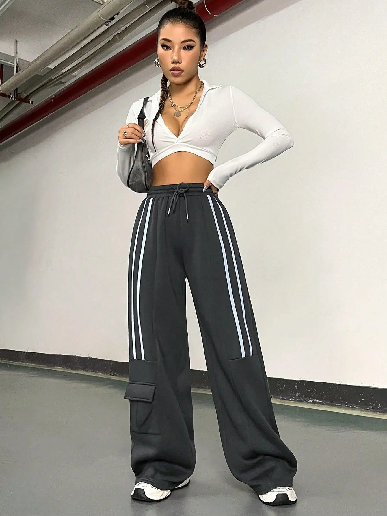 72727# Design Overalls Women's American Retro Casual Sports Sweatpants