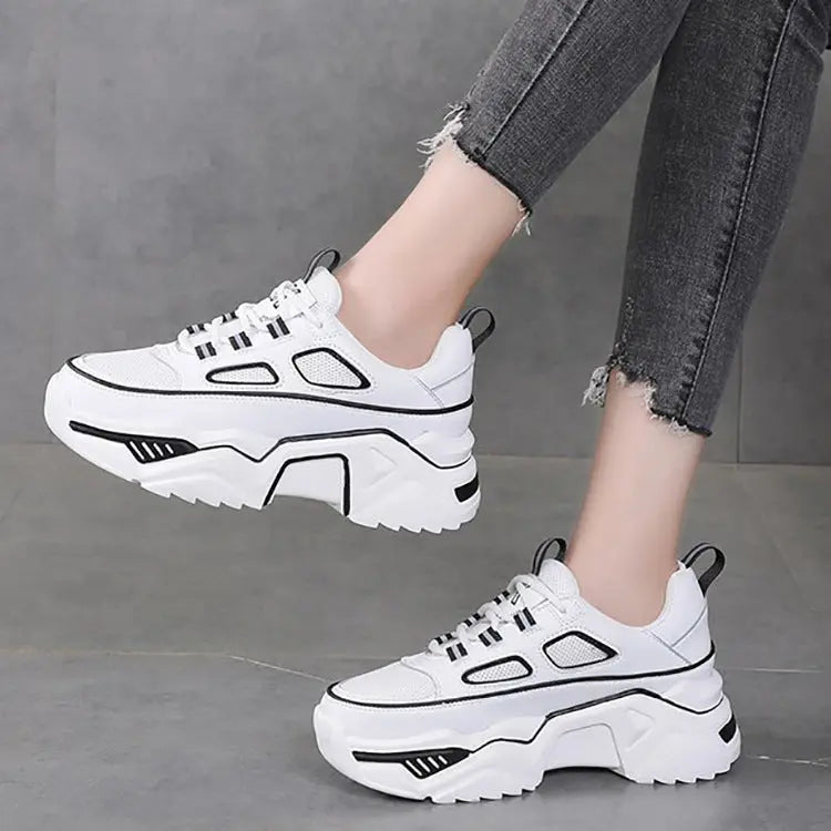 Dad Shoes Women's 2022 Spring And Summer New Korean Version Of The Small White Shoes Sponge Cake Thick Bottom Mesh Breathable Casual Style Sports Shoes