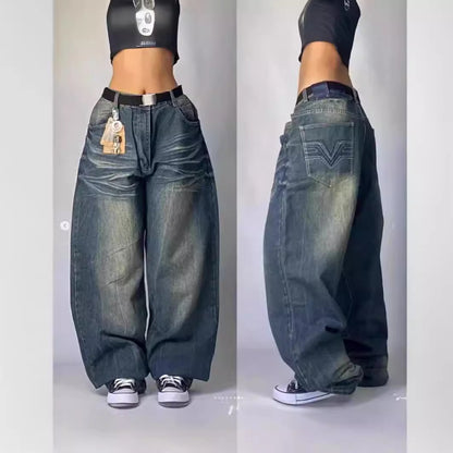 American Style Loose Straight-Leg Jeans Men&#039;s Retro Hip-Hop Gothic Street Clothing Harajuku Men&#039;s Casual Pants