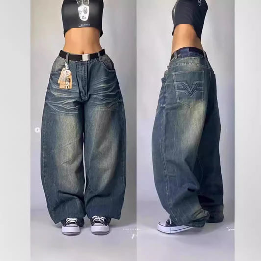 American Style Loose Straight-Leg Jeans Men&#039;s Retro Hip-Hop Gothic Street Clothing Harajuku Men&#039;s Casual Pants