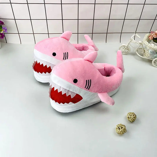 Autumn And Winter Plush Shark Slippers Cute Shark All-inclusive Soft Thick Bottom Dolphin Warm Home Slippers