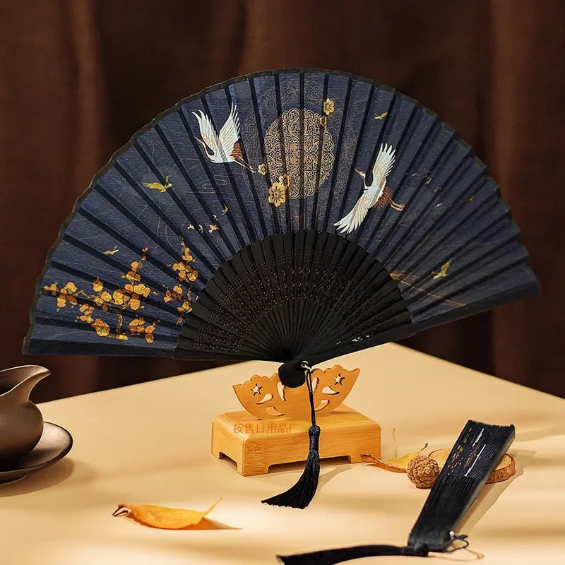 Chinese-Style Vintage Folding Fan For Women, Japanese Retro Small Classical Portable Summer Dance Fan