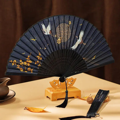 Chinese-Style Vintage Folding Fan For Women, Japanese Retro Small Classical Portable Summer Dance Fan
