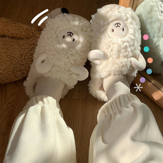 Cotton Slippers Bag With Women Autumn And Winter Indoor Home Couples Wear Cartoon Cute Thick Bottom Warm Cotton Shoes Men Winter