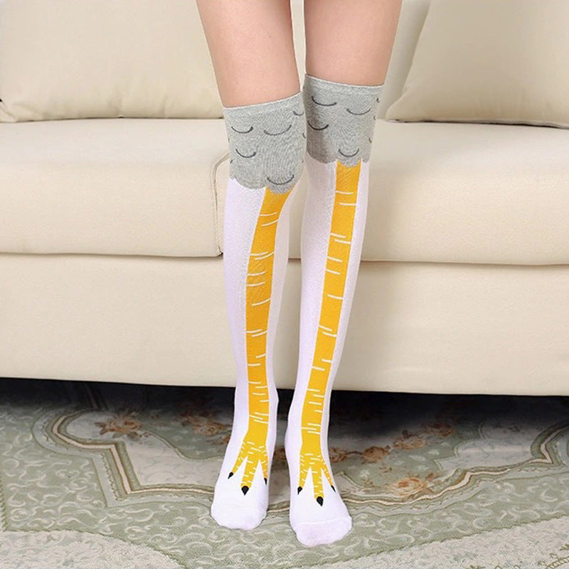 New Stockings Over The Knee Long Tube Lolita Stockings Knitted Chicken Feet Socks JK Long Happy Socks