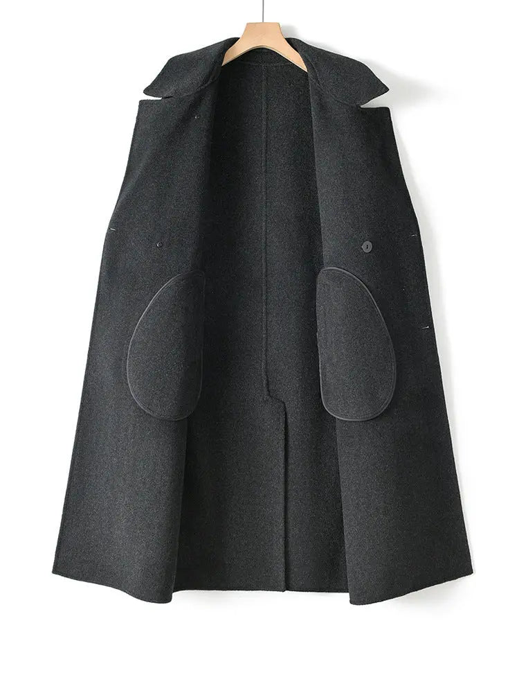 Autumn And Winter Double-Sided Cashmere Coat Men's Long Over-the-Knee Double-breasted Loose Korean-style Wool Coat Coat