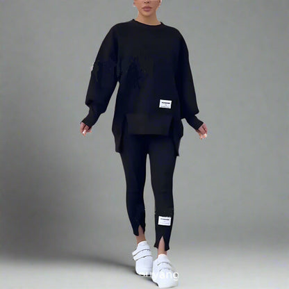 Women&#039;s Fashion Casual Printing Sweater Pants Suit