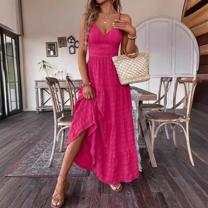 Amazon Cross-border Foreign Trade European And American Women's Clothing 2024 Summer New Sexy Sling Bow Strap Fashion Dress