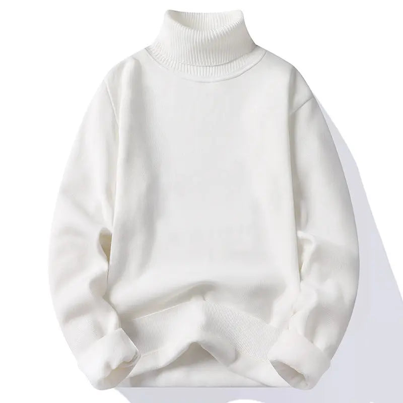 Lapel Turtleneck Sweater Men's Winter Fleece-lined Thickened Sweater Men's Base Shirt High-grade Solid Color Sweater