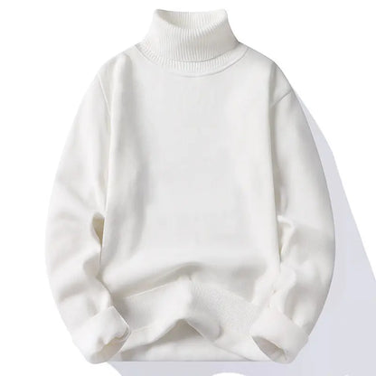 Lapel Turtleneck Sweater Men's Winter Fleece-lined Thickened Sweater Men's Base Shirt High-grade Solid Color Sweater