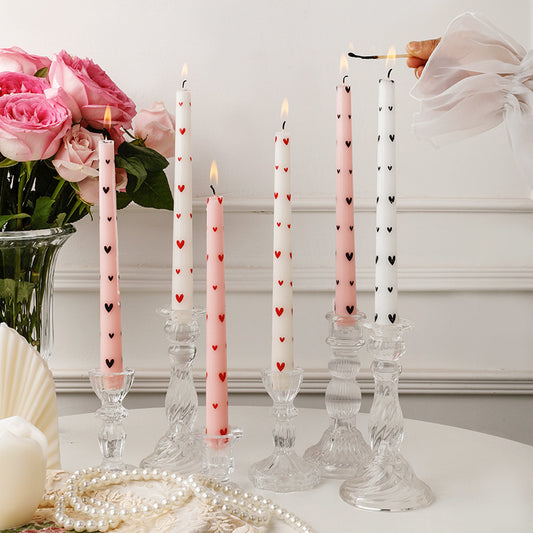 French Long Rod Printed Candle Wholesale Romantic Wedding Valentine's Day Love Long Rod Banquet Smokeless Birthday Candle