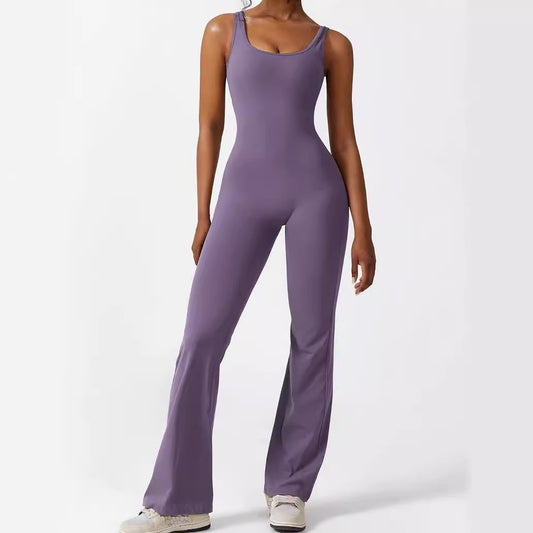Women Sleeveless Flare Jumpsuits Sexy Backless Tank