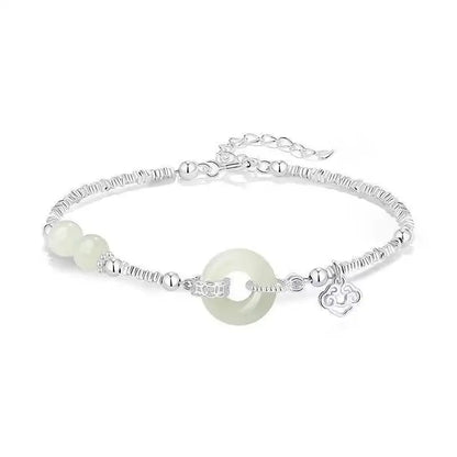Brass Zircon Lucky Charm Bracelet Elegant Green Stone Bracelet