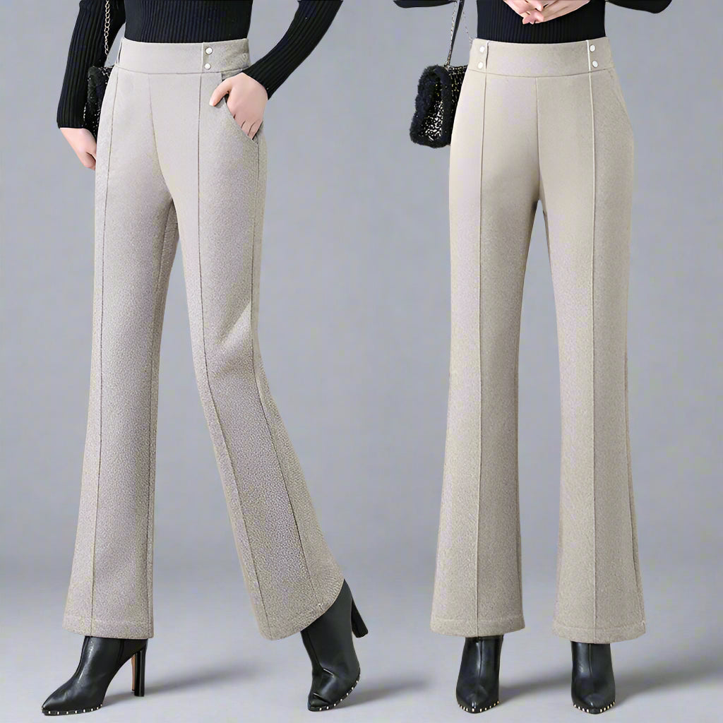 Woolen Bell-bottom Pants Women&#039;s Autumn Drape High Waist Slimming All-match Micro-launched Casual Pants Women&#039;s Trousers