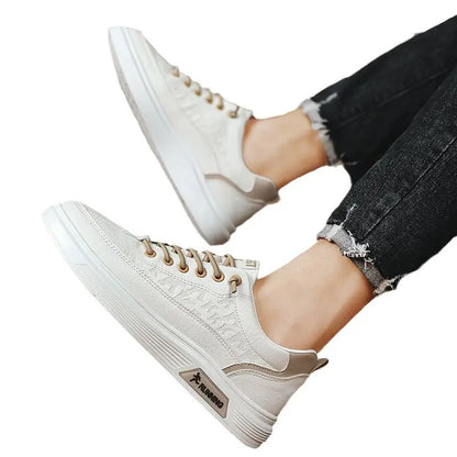 Spring Men's Shoes Slip-on Waterproof Non-slip Flat Shoes Men's Work Casual Leather Shoes Sports White Trendy Shoes
