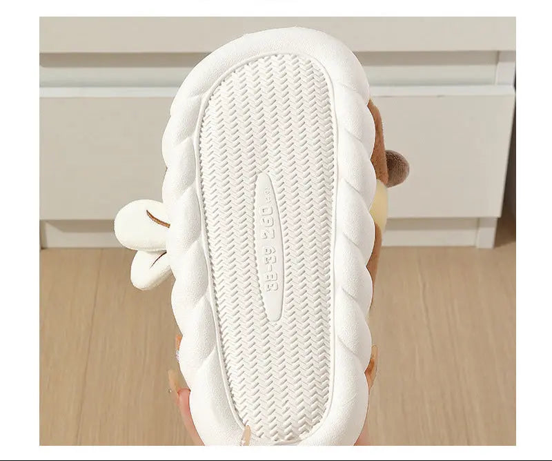 Little Bee Cotton Slippers Women's Winter Anti-Slip Home Indoor Warm Plush Couple Cartoon Cotton Slippers Home Wholesale Men's