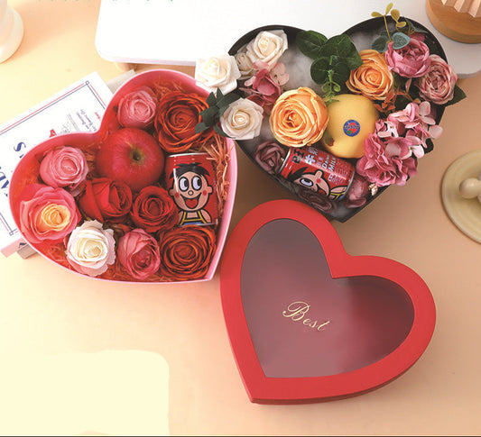 Valentine's Day Gift Love Gift Box In Stock PVC Plastic Waterproof Packaging Box Creative Window Flower Box