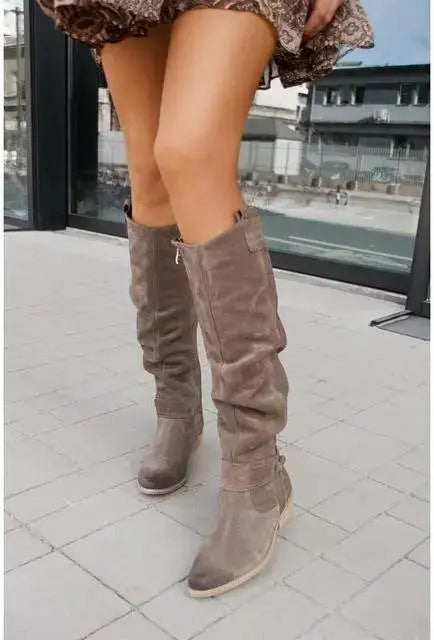 Women's Slouch Knee-High Low Heel Boots
