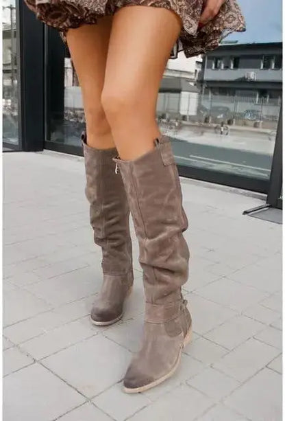 Women's Slouch Knee-High Low Heel Boots