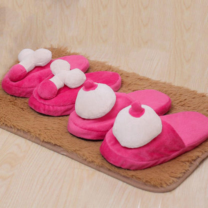 Fashion Creative Funny Shape Cotton Slippers Sexy Fun Plush Flat Slippers