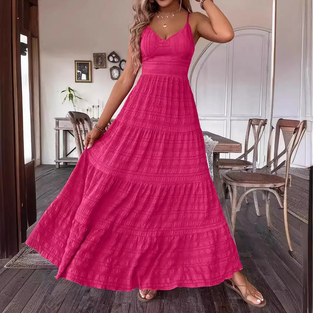 Amazon Cross-border Foreign Trade European And American Women's Clothing 2024 Summer New Sexy Sling Bow Strap Fashion Dress