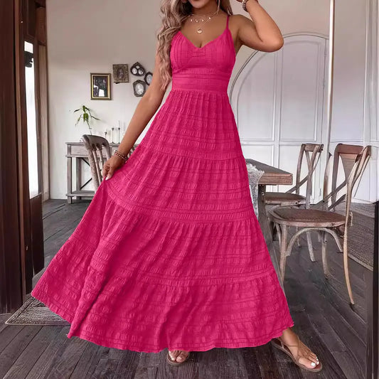 Amazon Cross-border Foreign Trade European And American Women's Clothing 2024 Summer New Sexy Sling Bow Strap Fashion Dress