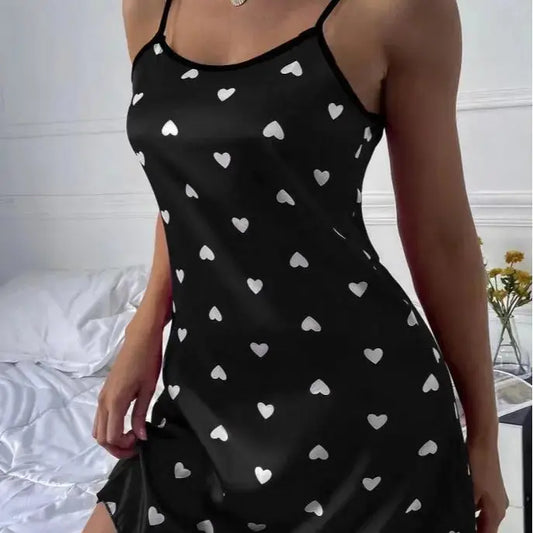 New Hot Selling Fashion Digital Love Printing Ladies Sexy Sling Nightdress