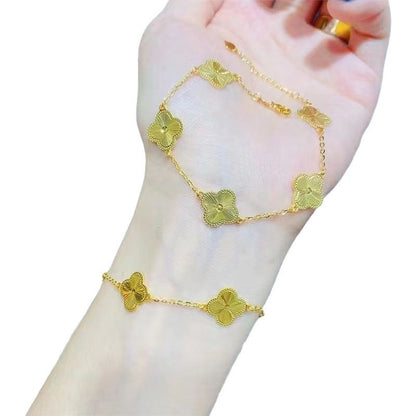 [Welfare Price] New Sand Golden Car Flower Five-flower Four-leaf Clover Women's Bracelet For Girlfriend Valentine's Day Tanabata Gift