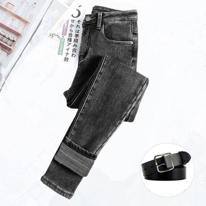 High Waist Jeans And Fleece Women&amp;#039;s Winter Pencil Pants Are Thin And Thick Long Pants Women&amp;#039;s Tight Elastic Pencil Pants