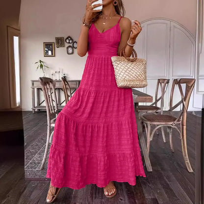 Amazon Cross-border Foreign Trade European And American Women's Clothing 2024 Summer New Sexy Sling Bow Strap Fashion Dress
