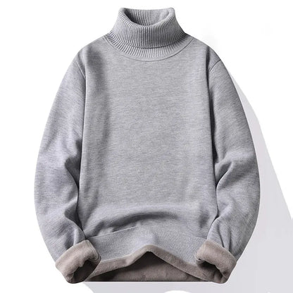 Lapel Turtleneck Sweater Men's Winter Fleece-lined Thickened Sweater Men's Base Shirt High-grade Solid Color Sweater