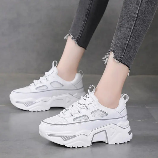 Dad Shoes Women's 2022 Spring And Summer New Korean Version Of The Small White Shoes Sponge Cake Thick Bottom Mesh Breathable Casual Style Sports Shoes