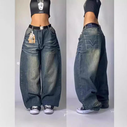 American Style Loose Straight-Leg Jeans Men&#039;s Retro Hip-Hop Gothic Street Clothing Harajuku Men&#039;s Casual Pants