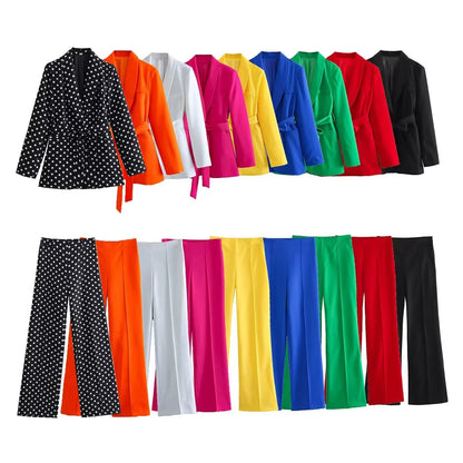 Women&#039;s Clothing French Style With Belt Dress Small Suit Jacket + Casual Trousers Suit