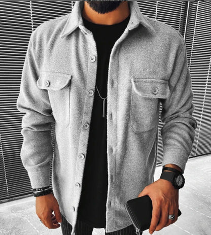 New Men&#039;s Shirt Plaid Pocket Long Sleeve Shirt