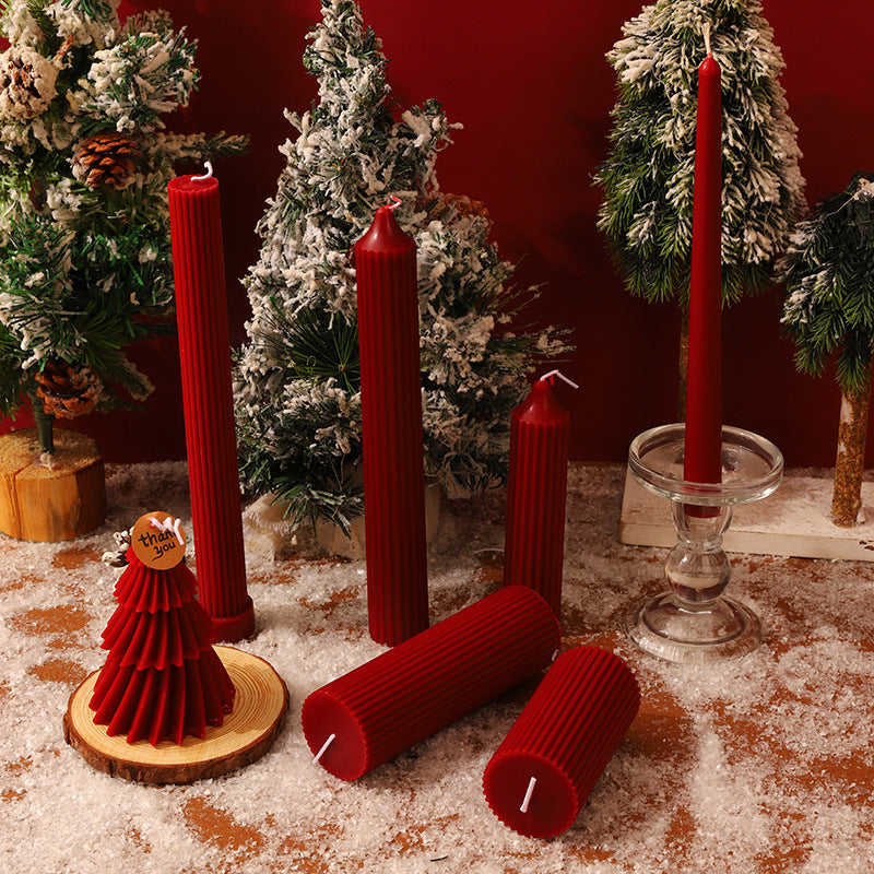 Cross-border Christmas Wine Red Aromatherapy Candle Collection Christmas Tree Shooting Props Atmosphere Decoration Aromatherapy Wholesale