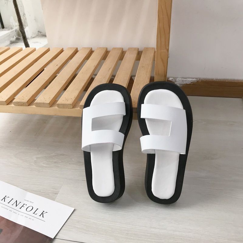 Net Red Same Style Thick Bottom Color Matching Flip Flops  Summer New All-match Non-slip Beach Sandals For Women