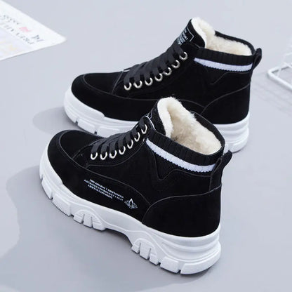 Women's Fleece-Lined Chunky High-Top Trainers
