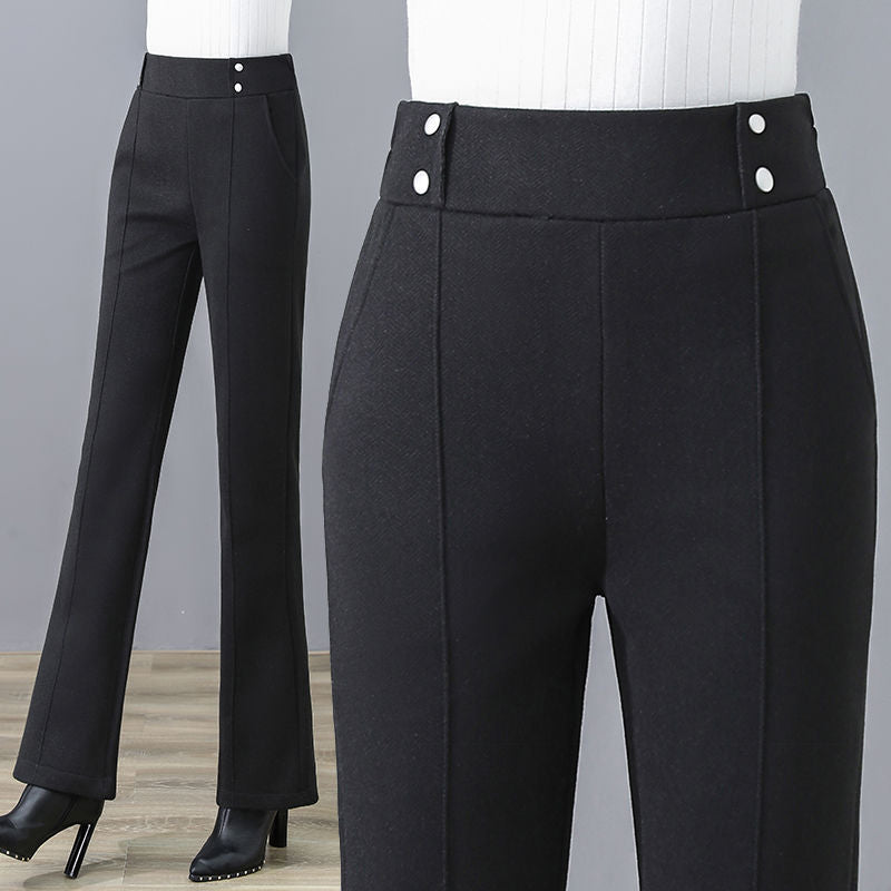 Woolen Bell-bottom Pants Women&#039;s Autumn Drape High Waist Slimming All-match Micro-launched Casual Pants Women&#039;s Trousers