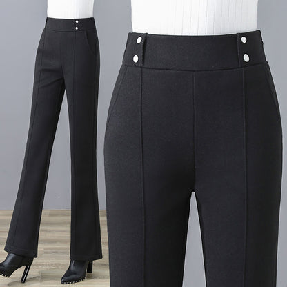 Woolen Bell-bottom Pants Women&#039;s Autumn Drape High Waist Slimming All-match Micro-launched Casual Pants Women&#039;s Trousers