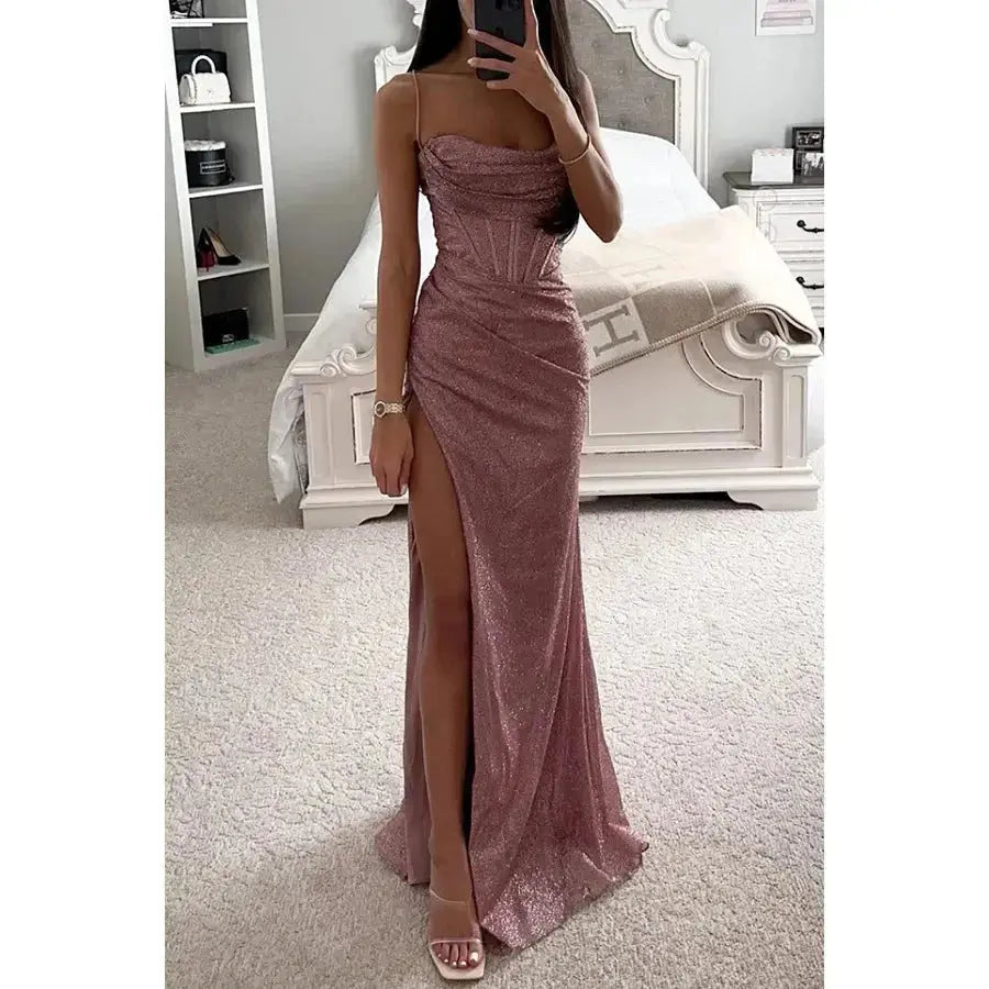 Cross-border Women Fashion Sexy Amazon European And American Temu Hot Dress Long Dress Banquet Evening Dress Dress