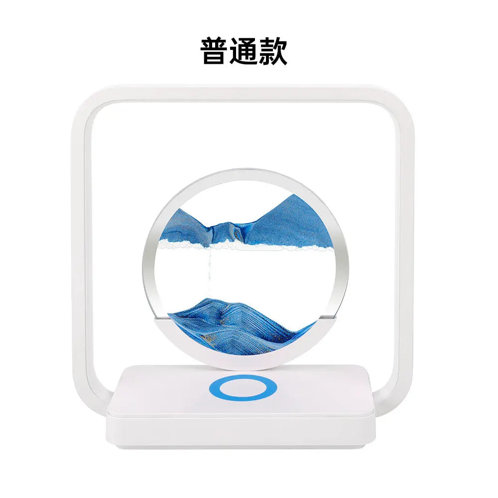 Internet Celebrity Gift Quicksand Lamp LED Desktop Atmosphere Hourglass Night Light 3D Quicksand Painting Mobile Phone Wireless Charging Desk Lamp