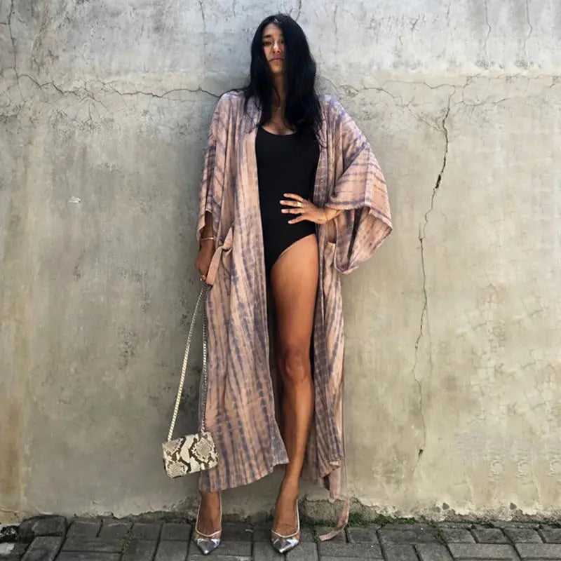 New European And American Lace-up Printed Cardigans, Beach Skirts, Bikini Blouses, Swimsuits, Cardigans, Sunscreens, Holiday Skirts