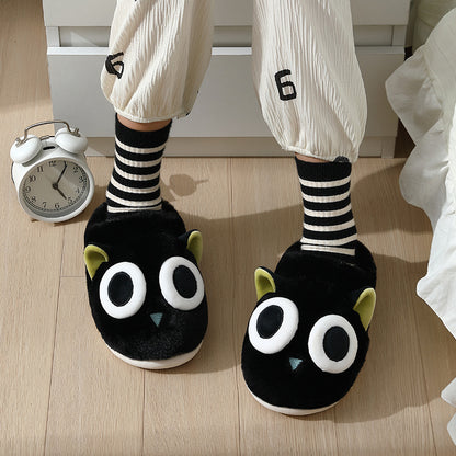 Home Cotton Slippers For Women Winter Couple Cartoon Kitten Cute Fur Slippers Plush Warm Autumn And Winter Cotton Slippers For Men
