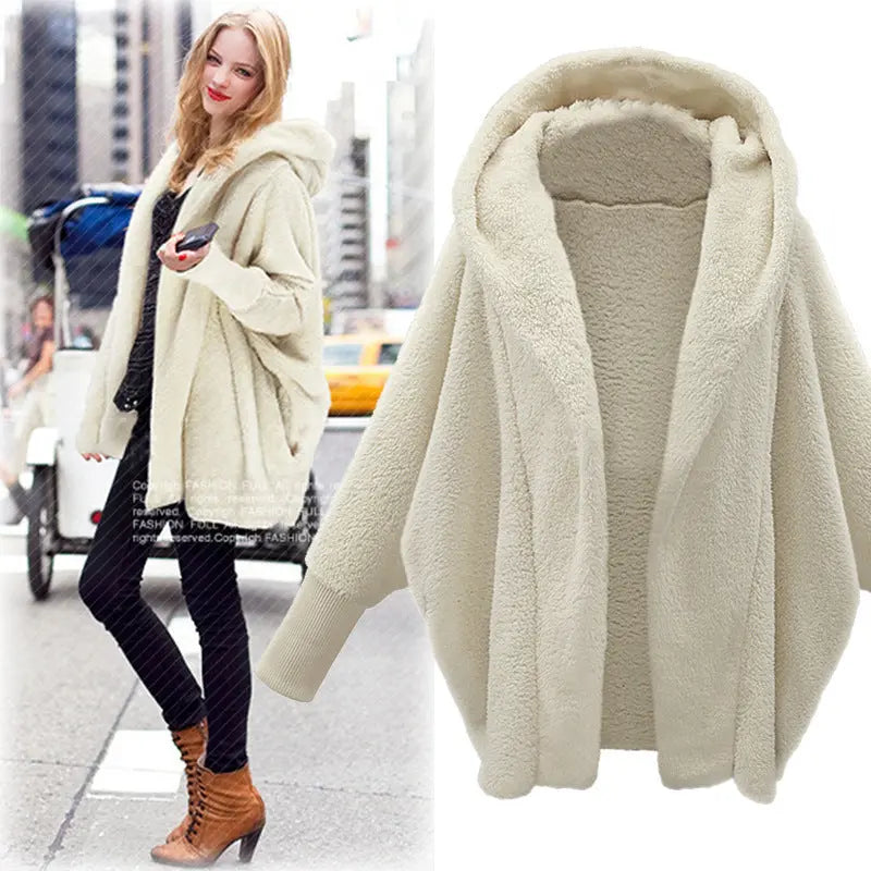 Aliexpress Wish Ebay2025 Autumn And Winter European And American Women's Clothing Solid Color Long-Sleeved Hooded Loose Plush Velvet Jacket For Women
