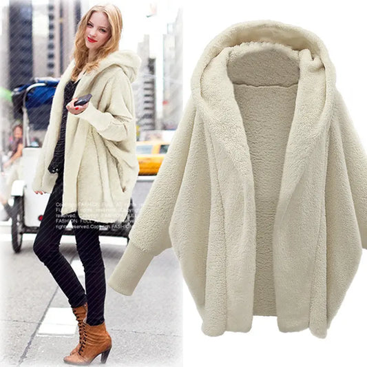 Aliexpress Wish Ebay2025 Autumn And Winter European And American Women's Clothing Solid Color Long-Sleeved Hooded Loose Plush Velvet Jacket For Women