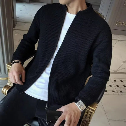 Autumn And Winter 2023 New Sweater Coat Men's Solid Color Knitted Cardigan Men's Casual All-match Slim-fit Top