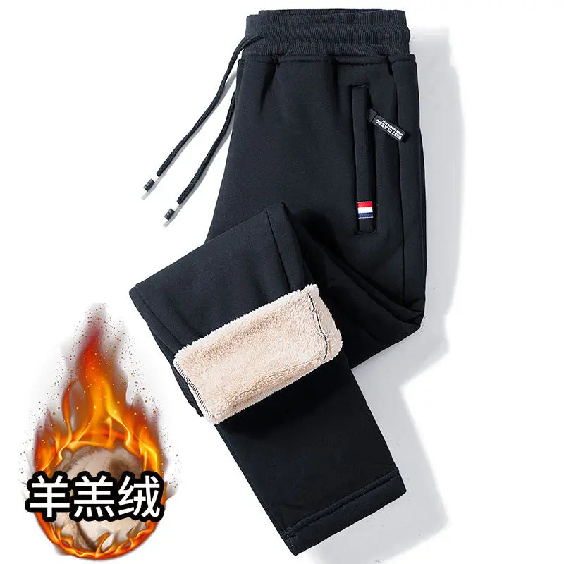 Autumn And Winter New Casual Pants Men's Fleece Thickened Warm Solid Color Pants Men's Sweatpants Trousers Loose Lamb Velvet Tide