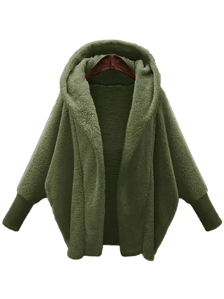 Aliexpress Wish Ebay2025 Autumn And Winter European And American Women's Clothing Solid Color Long-Sleeved Hooded Loose Plush Velvet Jacket For Women